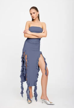 RENDEZVOUS STRAPLESS DRESS - SLATE