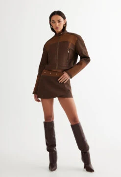 NUEVE MINI SKIRT - CHOCOLATE