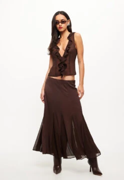 ROSE MAXI SKIRT - CHOCOLATE