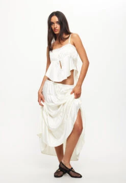 KEIRA TIERED SKIRT - PORCELAIN